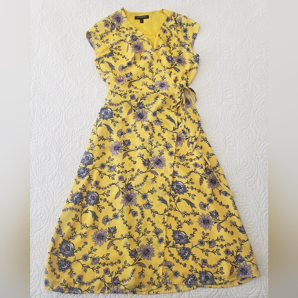 Banana Republic Wrap Floral Yellow Dress Size 0
